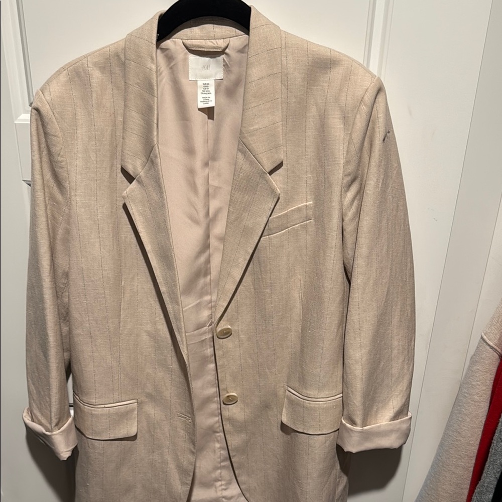 Beige Blazer with Rolled Sleeves